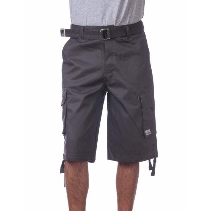 Pro Club Men's Cotton Twill Cargo Shorts with Belt