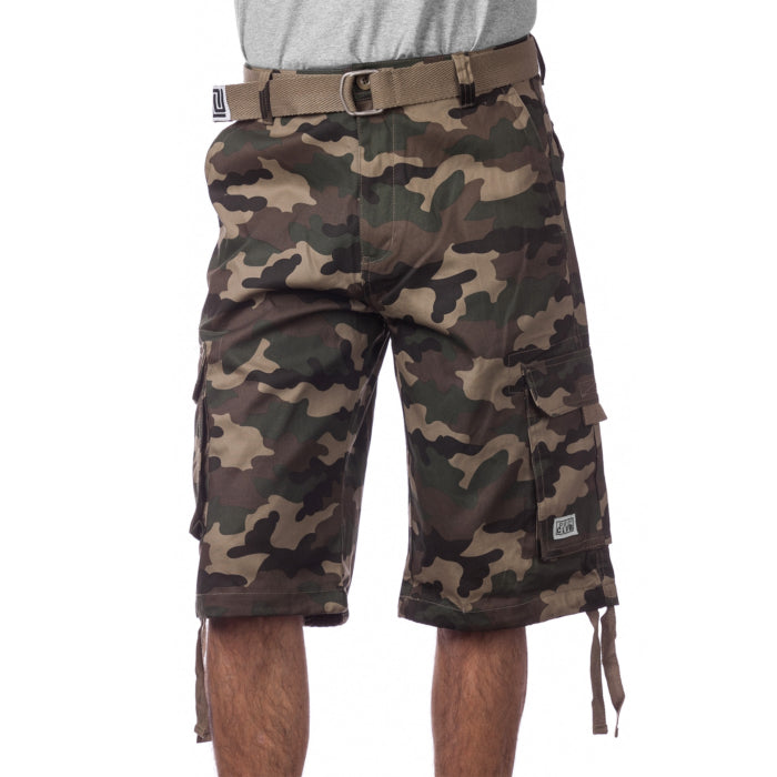 Pro Club Men's Cotton Twill Cargo Shorts with Belt