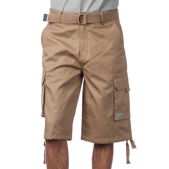 Pro Club Men's Cotton Twill Cargo Shorts with Belt