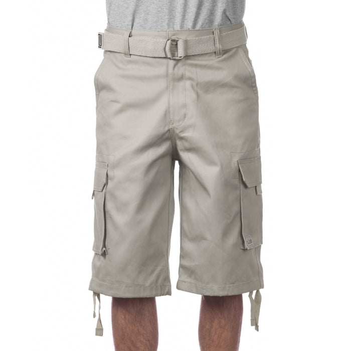 Pro Club Men's Cotton Twill Cargo Shorts with Belt