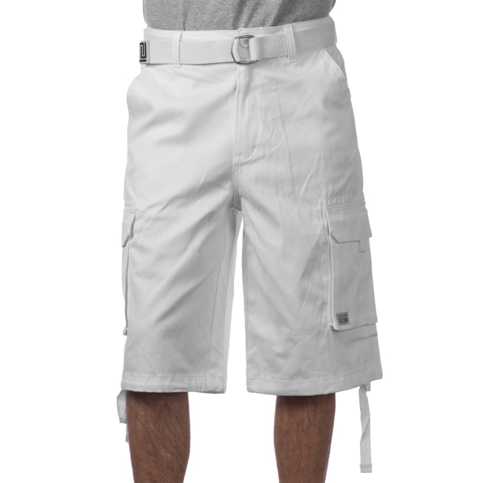 Pro Club Men's Cotton Twill Cargo Shorts with Belt