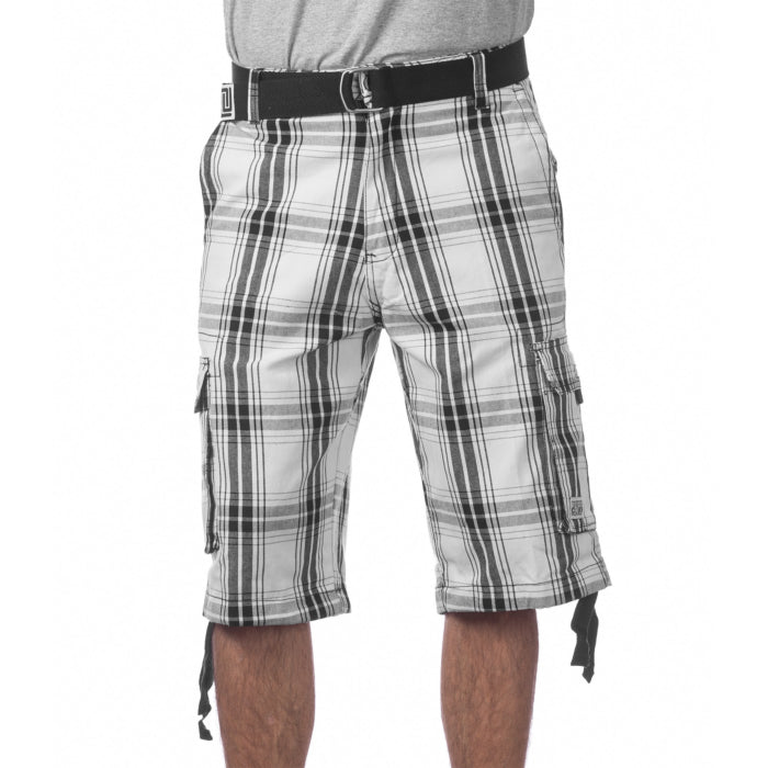 Pro Club Men's Cotton Twill Cargo Shorts with Belt