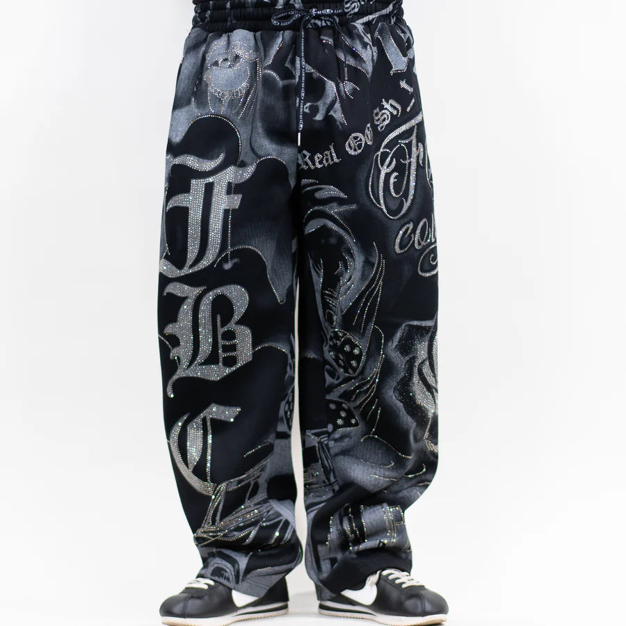 FB County Rhinestone Tatted Up Sweatpants