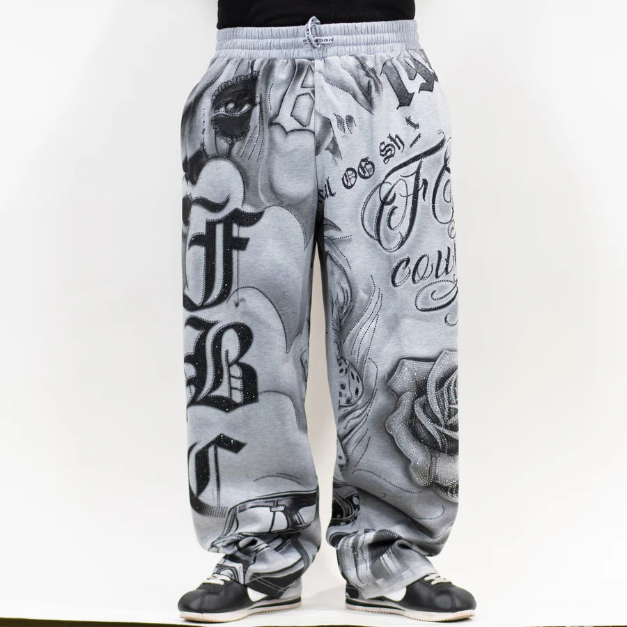 FB County Rhinestone Tatted Up Sweatpants