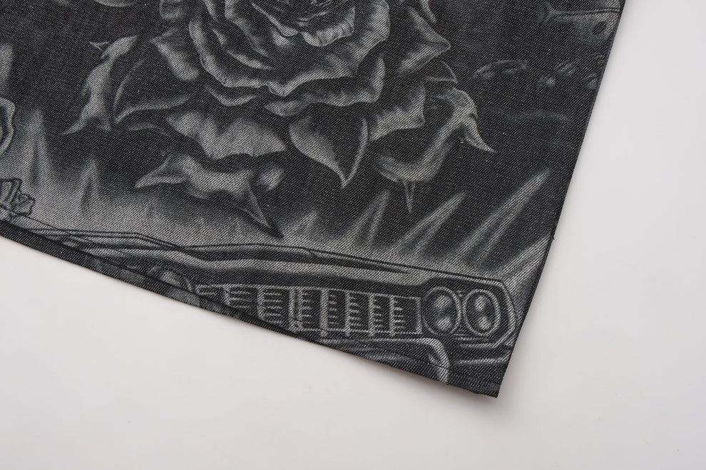 FB County Inked Up Hard Denim Short Sleeve Zip Shirt