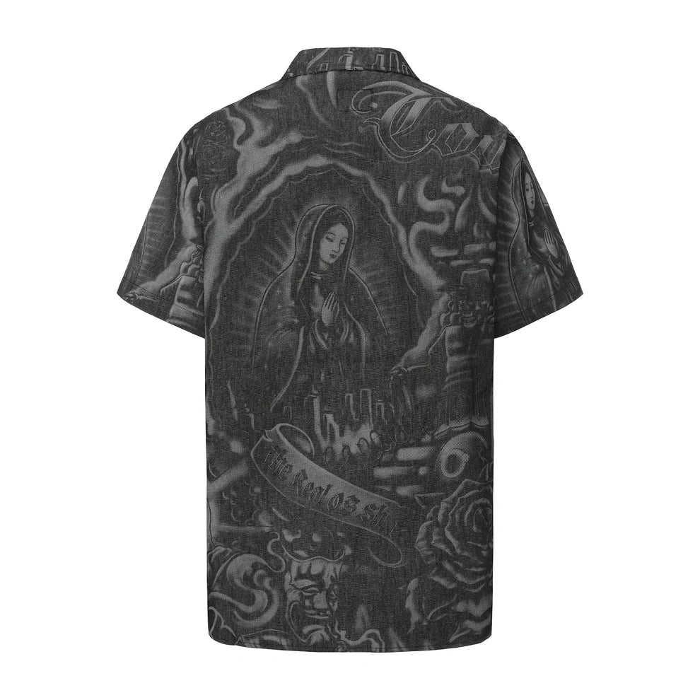 FB County Inked Up Hard Denim Short Sleeve Zip Shirt