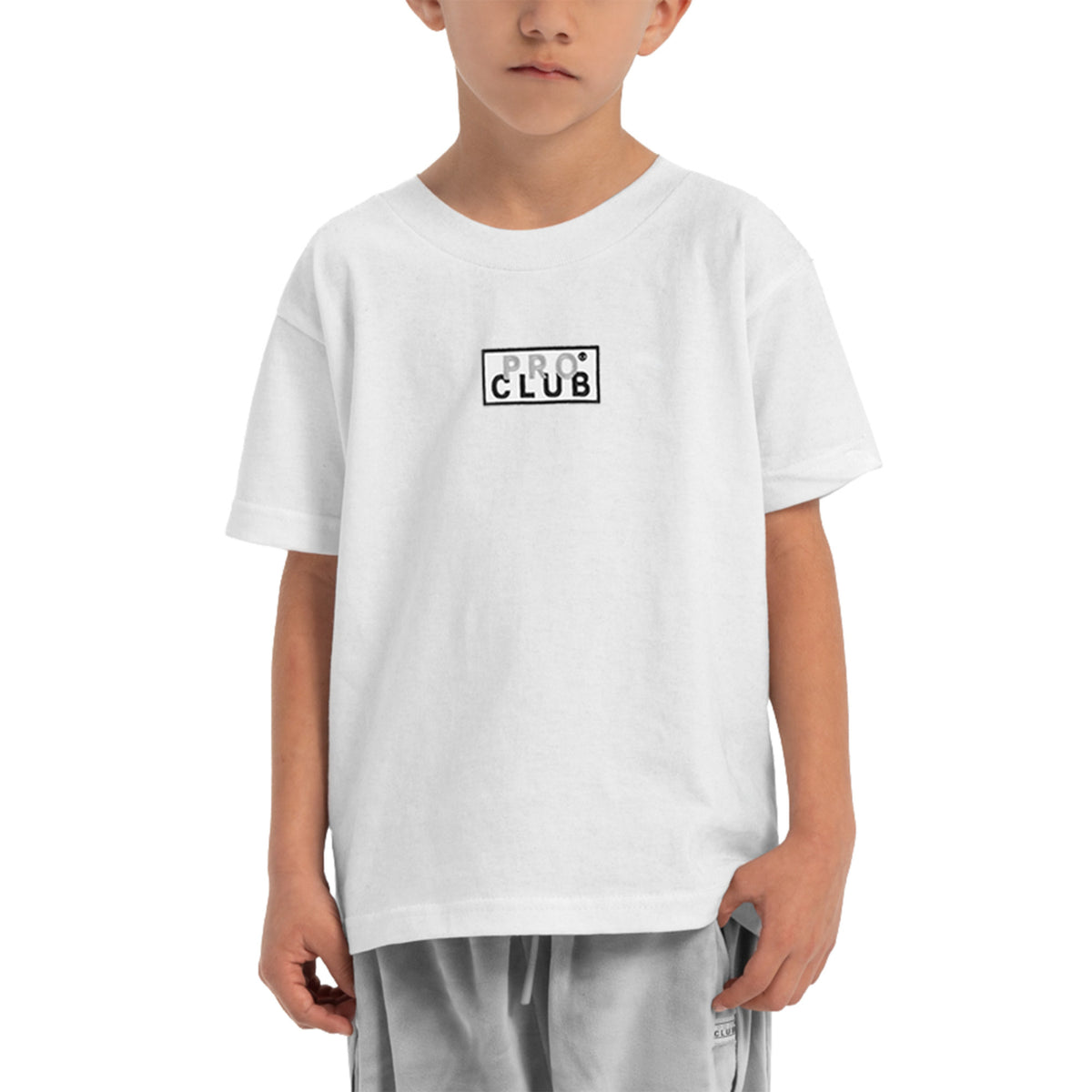Pro Club embroidered youth boxed logo tee