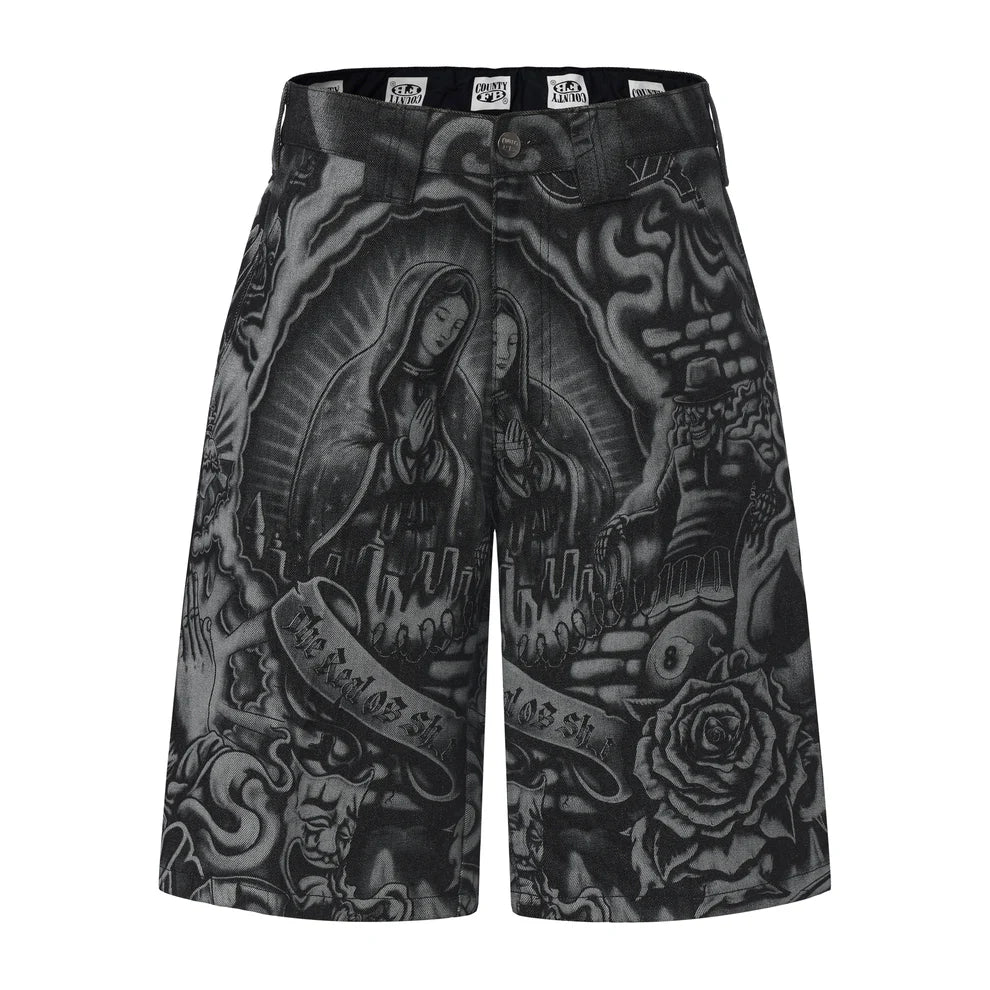 FB County Laser Printed Inked Up Hard Denim Shorts